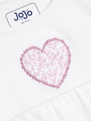 JoJo Maman Bébé White Heart Embroidered Jersey Pyjamas - Image 6 of 10