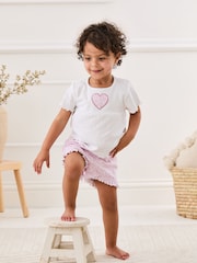 JoJo Maman Bébé White Heart Embroidered Jersey Pyjamas - Image 9 of 10