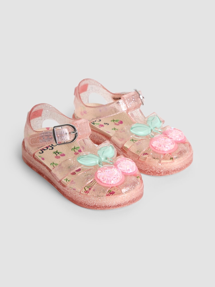 JoJo Maman Bébé Pink Cherry Jelly Sandals - Image 1 of 4