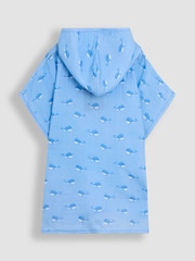 JoJo Maman Bébé Blue 100% Cotton Whale Muslin Poncho - Image 2 of 3