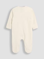 JoJo Maman Bébé Stone Cotton Footed Embroidered Cross-Over Sleepsuit - Image 5 of 6