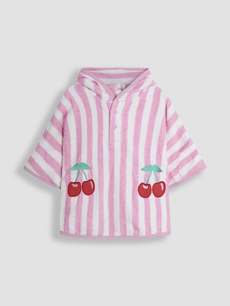 JoJo Maman Bébé Pale Pink Appliqué Towelling Poncho - Image 1 of 4