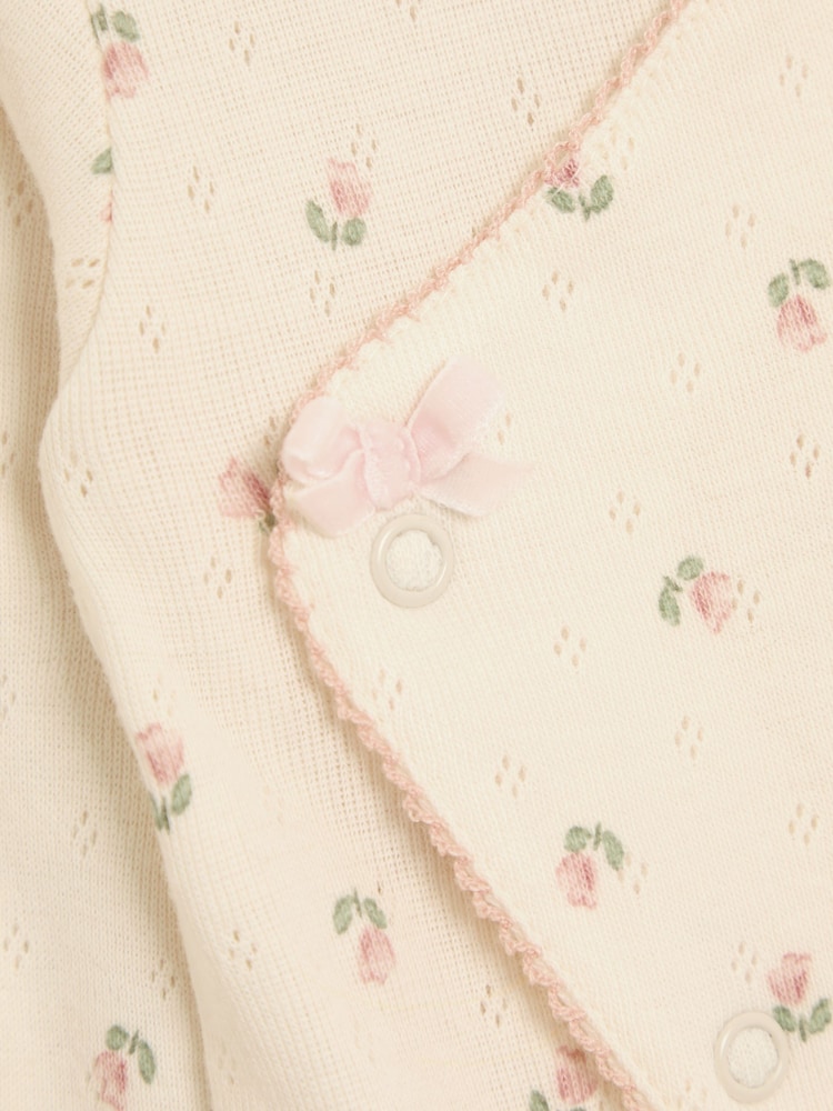JoJo Maman Bébé Natural Cotton Footed Sleepsuit and Bib Set 2 Piece - Image 5 of 5