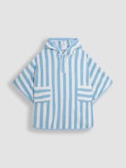 Azul - JoJo Maman Bébé 100% Cotton Stripe Towelling Poncho - Imagen 1 de 3