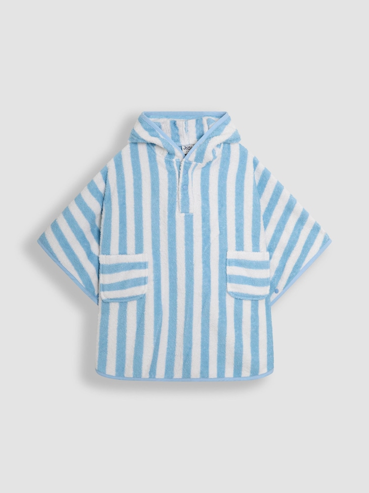 Azul - JoJo Maman Bébé 100% Cotton Stripe Towelling Poncho - Imagen 1 de 3