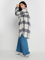 PixieGirl Petite Blue Check Longline Shacket - Image 4 of 6