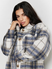 PixieGirl Petite Blue Check Longline Shacket - Image 5 of 6