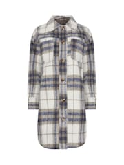 PixieGirl Petite Blue Check Longline Shacket - Image 6 of 6