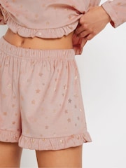 PixieGirl Petite Pink Luxe Fleece Foil Star Pyjama Short Set - Image 4 of 5
