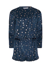 أزرق - PixieGirl Petite Luxe Fleece Foil Star Pyjama Short Set - صورة 6 من 6