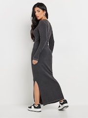 PixieGirl Petite Grey Long Sleeve Acid Wash Dress - Image 3 of 5