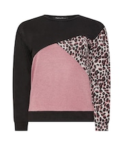 M&Co Pink Petite Animal Print Colourblock Top - Image 5 of 5