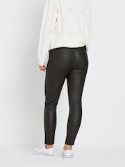M&Co Black Petite Coated Skinny Zip Trousers - Image 3 of 5