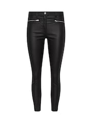 M&Co Black Petite Coated Skinny Zip Trousers - Image 5 of 5