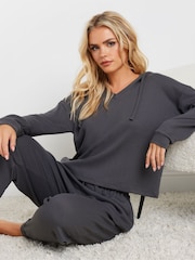 PixieGirl Petite Grey Lounge Waffle Hoodie - Image 1 of 6