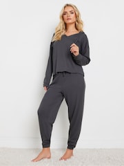 PixieGirl Petite Grey Lounge Waffle Hoodie - Image 3 of 6