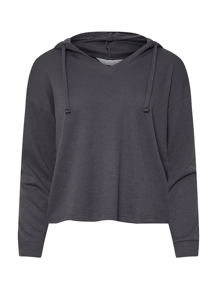 PixieGirl Petite Grey Lounge Waffle Hoodie - Image 6 of 6