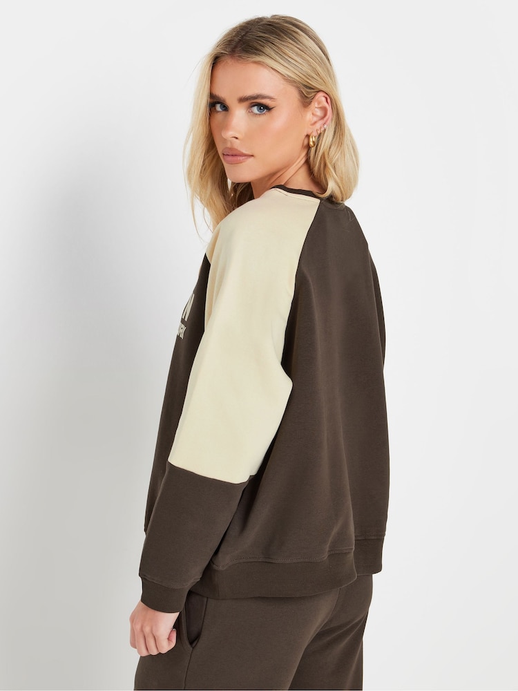PixieGirl Petite Chocolate Brown Brooklyn Slogan Sweatshirt - Image 2 of 5