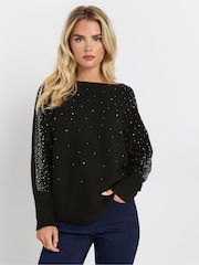 M&Co Black Petite Studded Batwing Jumper - Image 2 of 6