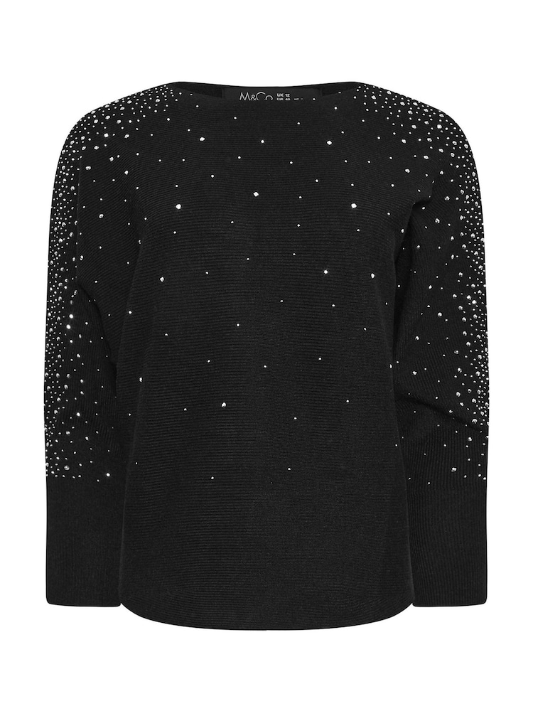 M&Co Black Petite Studded Batwing Jumper - Image 6 of 6