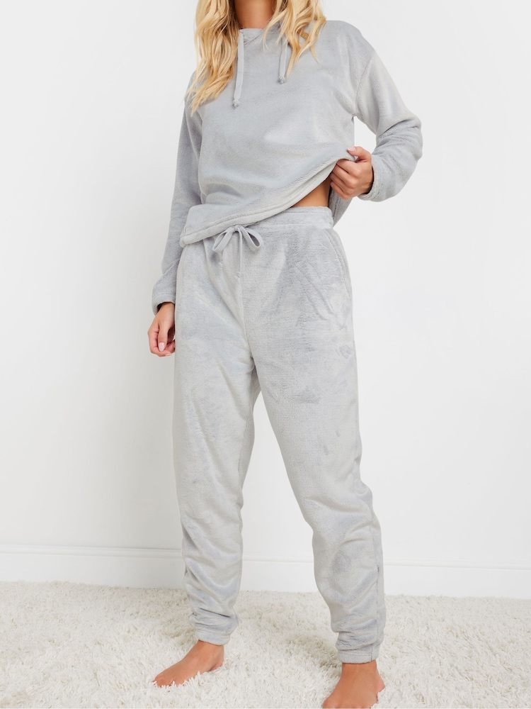 PixieGirl Petite Grey Lounge Fleece Cuffed Joggers - Image 1 of 5