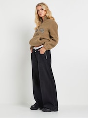 PixieGirl Petite Brown NYC Half Zip Fleece Jacket - Image 2 of 5