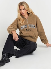 PixieGirl Petite Brown NYC Half Zip Fleece Jacket - Image 4 of 5