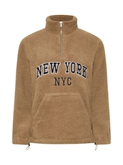 PixieGirl Petite Brown NYC Half Zip Fleece Jacket - Image 5 of 5