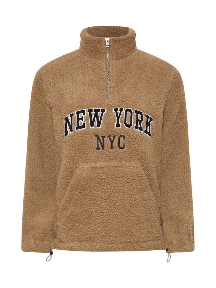 PixieGirl Petite Brown NYC Half Zip Fleece Jacket - Image 5 of 5
