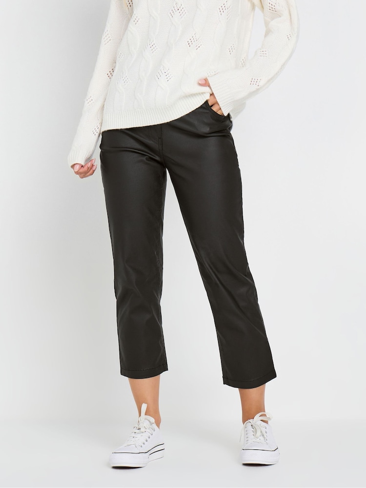 M&Co Black Petite Coated Straight Leg Jeans - Image 1 of 5