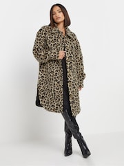 PixieGirl Petite Brown Animal Print Longline Shacket - Image 5 of 9