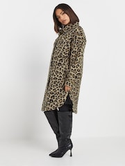 PixieGirl Petite Brown Animal Print Longline Shacket - Image 7 of 9