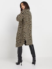 PixieGirl Petite Brown Animal Print Longline Shacket - Image 8 of 9