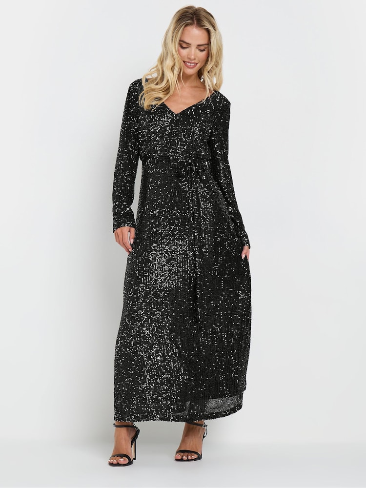 M&Co Petite Long Sleeve Sequin Maxi Dress - Image 2 of 5