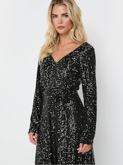 M&Co Petite Long Sleeve Sequin Maxi Dress - Image 4 of 5