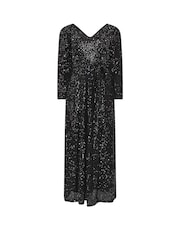M&Co Petite Long Sleeve Sequin Maxi Dress - Image 5 of 5