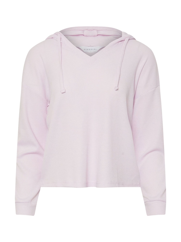 PixieGirl Petite Pink Lounge Waffle Hoodie - Image 5 of 5
