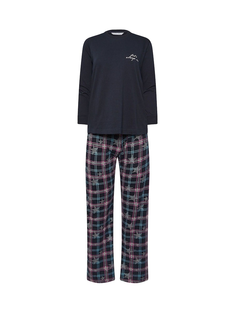 PixieGirl Petite Blue Check Long Sleeve 100% Cotton Wide Leg Pyjamas Set - Image 5 of 5 PixieGirl Petite Blue Check Long Sleeve 100% Cotton Wide Leg Pyjamas Set - Image 5 of 5