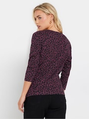 M&Co Purple Petite Animal Print Wrap Top - Image 3 of 7