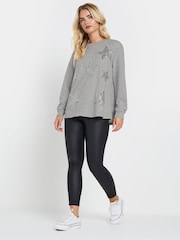M&Co Grey Petite Sequin Star Top - Image 2 of 5