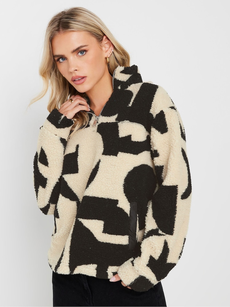PixieGirl Petite Black Abstract Half Zip Fleece - Image 1 of 5