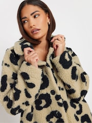 PixieGirl Petite Brown Animal Print Fleece Jacket - Image 4 of 5