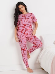 PixieGirl Petite 100% Cotton Bows Short Sleeve Tapered Pyjamas Set - صورة 1 من 5