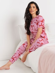 PixieGirl Petite 100% Cotton Bows Short Sleeve Tapered Pyjamas Set - صورة 2 من 5