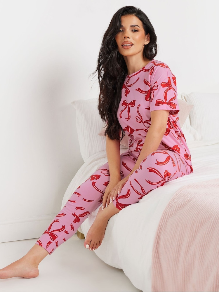 PixieGirl Petite 100% Cotton Bows Short Sleeve Tapered Pyjamas Set - صورة 2 من 5