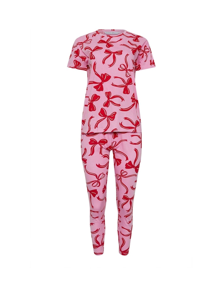 PixieGirl Petite 100% Cotton Bows Short Sleeve Tapered Pyjamas Set - صورة 5 من 5