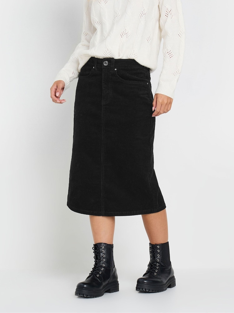 M&Co Black Petite Corduroy Longline Skirt - Image 1 of 5
