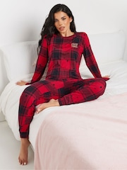 طقم بيجامة ناعمة الملمس بنمط مربعات مُزيَّنة بنجوم من Pixiegirl Petite - صورة 1 من 6