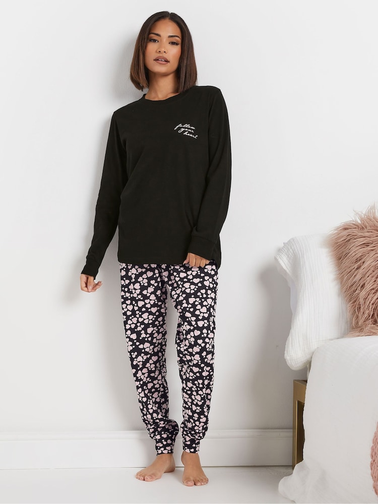 PixieGirl Petite Black Follow Your Dreams Slogan 100% Cotton Pyjamas Set - Image 2 of 5 PixieGirl Petite Black Follow Your Dreams Slogan 100% Cotton Pyjamas Set - Image 2 of 5