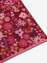 Berry Red Floral Print 100% Cotton Towel - Image 6 of 6